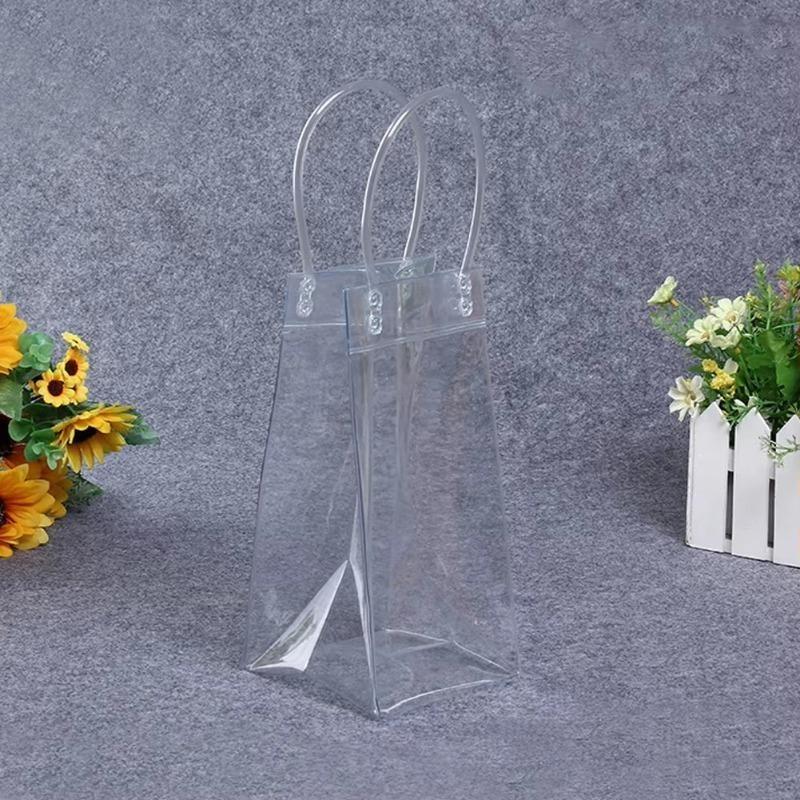 1Pc Pvc Leakproof Ice Bag Eco Friendly Transparent Ice Pack Portable Ice Bucket Wine Champagne Bottle Chiller With Carry Handle