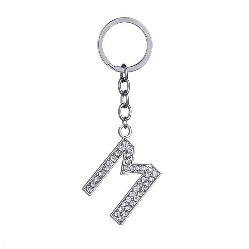 Fashion Charm 26 English Letters A-Z Alphabet Keychains Car Bag Crystal Rhinestones Alloy Name Key Chains Jewelry