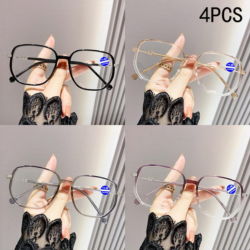2/4PCS Anti-blue Light Progressive Glasses For Women Trendy And Fashionable Large Frame With Prominent Edges 2988