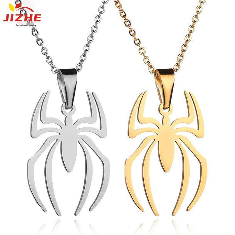 Stainless Steel Spider Necklace: Creative Spider-Man Movie-Inspired Titanium Pendant