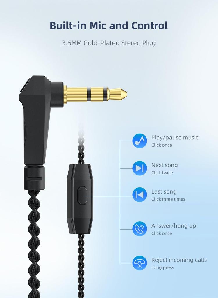 In Ear Monitor Wired CCZ BC02 Dynamic Driver Bass Wired Professional Hifi Sound IEM Earbuds In Ear Monitor for System with Headphone, Headphone,