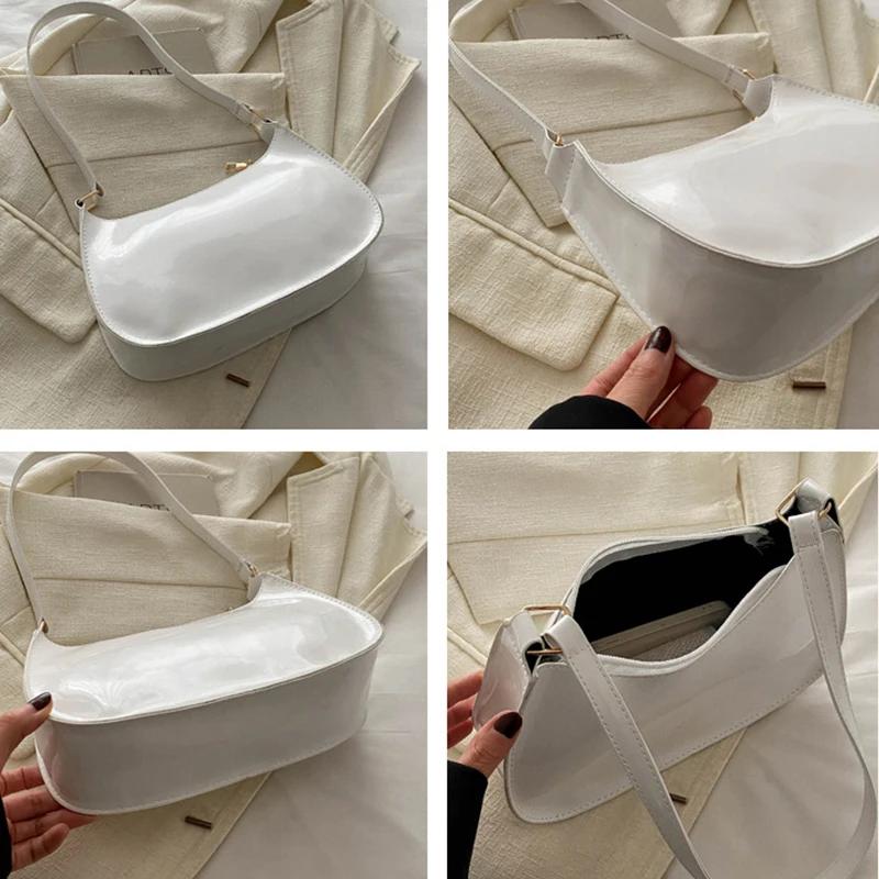 Vintage Patent Leather Shoulder Bag Fashion Women's Handbags Casual Designer Hobos Underarm Bag