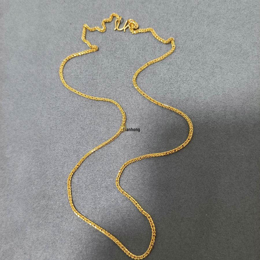 18K Gold Plated Titanium Steel Chopin Chain Pendant Necklace - Versatile, Fashionable Clavicle Chain for Couples