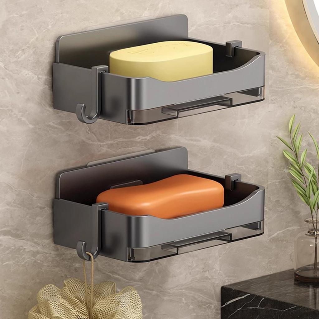 Plastic Soap Dish Organizer with Draining Tray for Bathroom Countertop Sink Shower Storage Rack Kitchen Sponge Holder