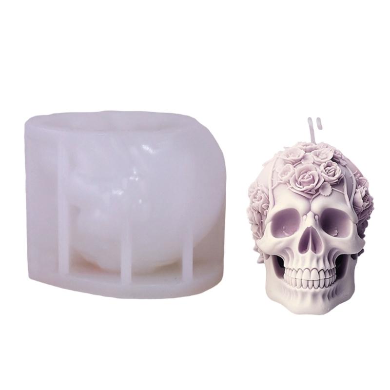 Halloween Skull Statue Candle Molds for DIY Candle Gypsum Decorations Home Decorations Craft, Skull Statue Candle Molds