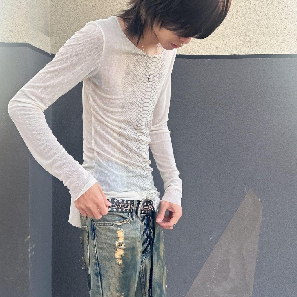 Subculture Snake Print Visual Kei Punk Rock Long Sleeve Tee