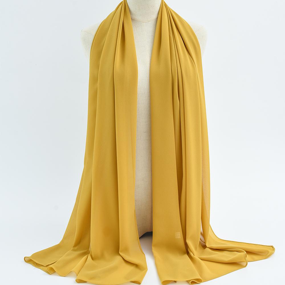 Fashion Pearl Chiffon Hijab Shawls Of Muslim Women Solid Color Head Wraps Scarf For Ladies