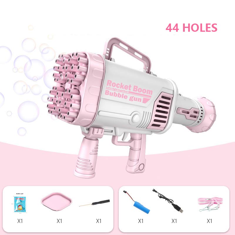 Hot Kids Gatling Bubble Gun Toy 64-Hole Charging Electric Automatic Bubble Machine Summer Outdoor Soap Water Children Toys
