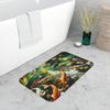 Chinese Lotus and Koi Patterns Carpet 2D Printed Floor Mat with Holes and Fish Schools Living Room Bedroom Kitchen Carpet