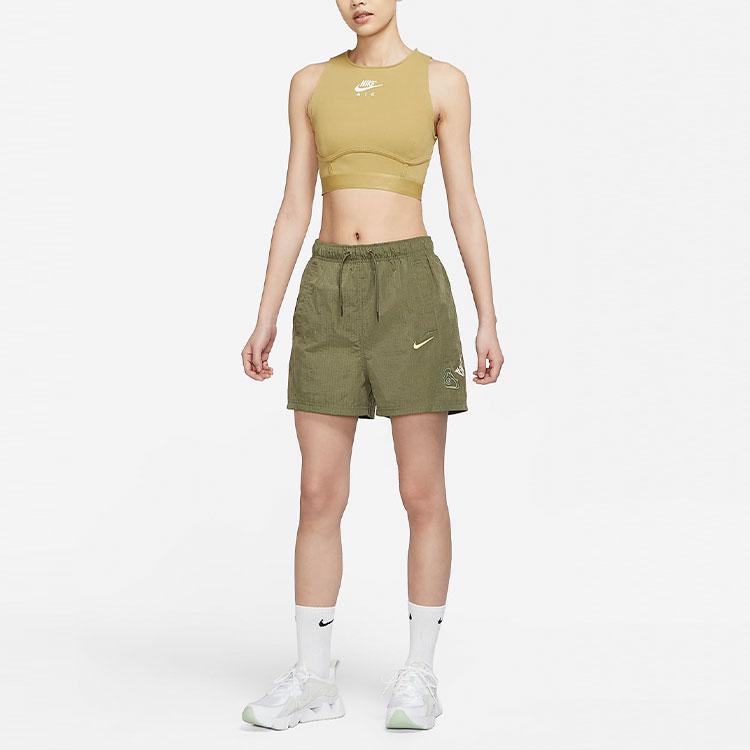 Nike Sportswear High-Waisted Woven Solid Casual Sports Shorts Women Shorts Medium-Olive DX6152-222