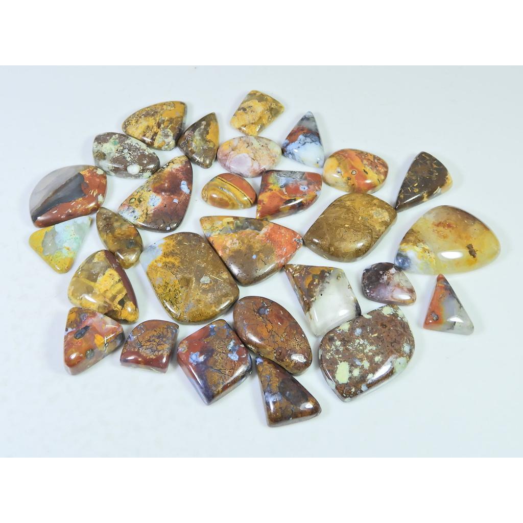 335Cts. Natural Forest Agate Fancy Cabochon Loose Gemstone 28 Pcs Lot C-1944