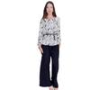 2024 Autumn Women's Casual Print Shirt & Solid Wide-Leg Pants Set