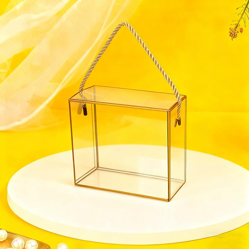 

WTEMPO PVC Packaging Portable Boxes DIY Foldable Clear Gift Boxes for Wedding Favors Birthday Gifts Party Supplies Graduation Decorative Gift Boxes 14*7*14cm*10pcs золотий