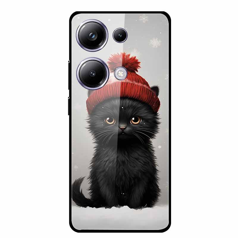 Glass Back Cover For Poco M6 Pro 4G Case M 6 M6Pro Hard Tempered Glass Case For Xiaomi Redmi Note 13 Pro Phone Case Soft Bumper