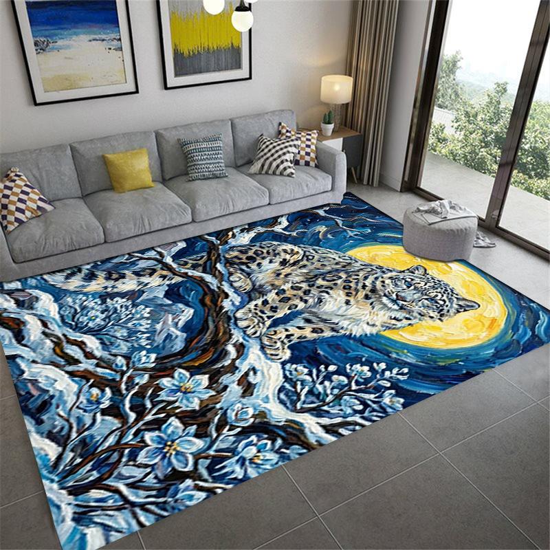2025 New Snow Leopard Animal Carpet Rug for Living Room Bedroom Home Sofa Decoration,Kids play Non-slip Floor Mat114
