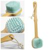 Koupelový kartáč Dřevěná dlouhá rukojeť Oboustranné měkké silikonové štětiny Závěsná šňůrka Multifunkční tělo Záda Čištění Masážní sprchový mycí stroj