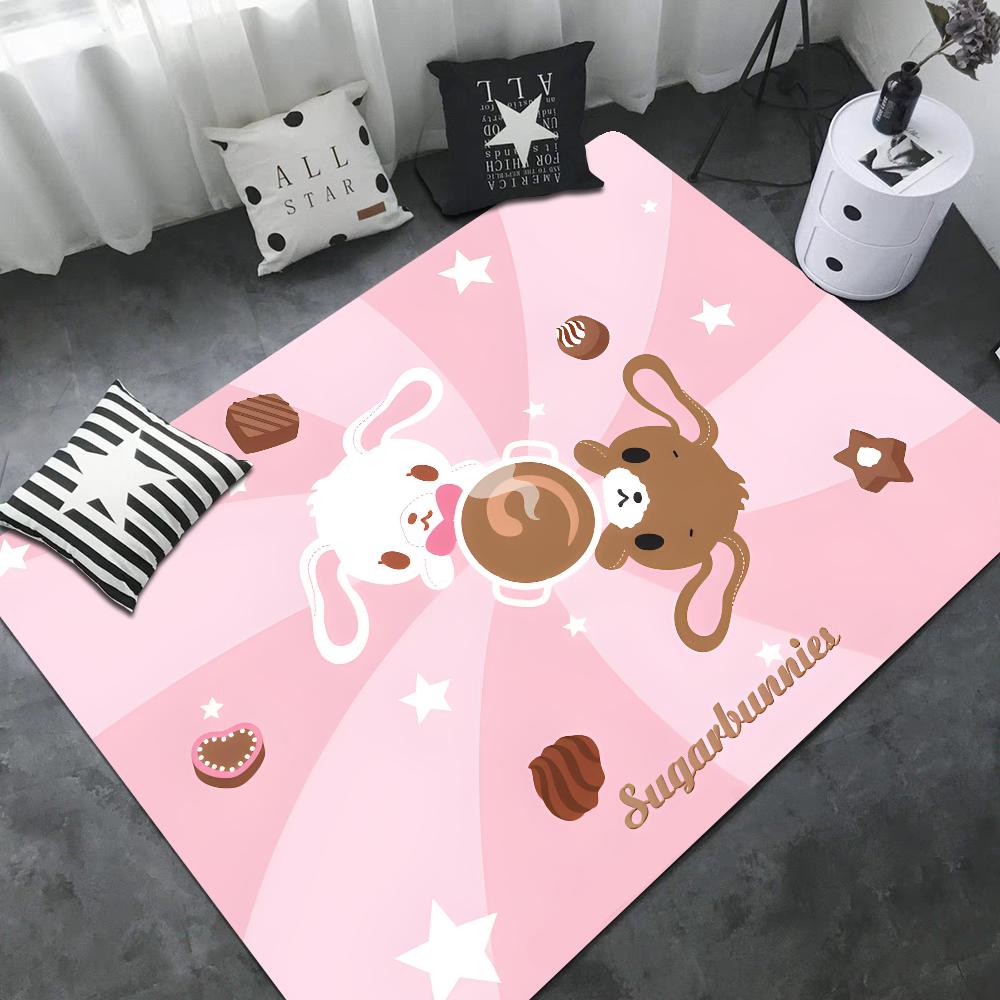 S_sugarbunnies Anime Kawaii Bathroom Mat Retro Multiple Choice Living Room Kitchen Rug Non-Slip Bedside Mats