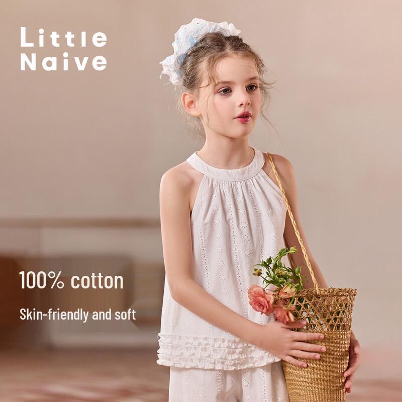 Little Naive Girl s Embroidered Sleeveless Cotton Top 160
