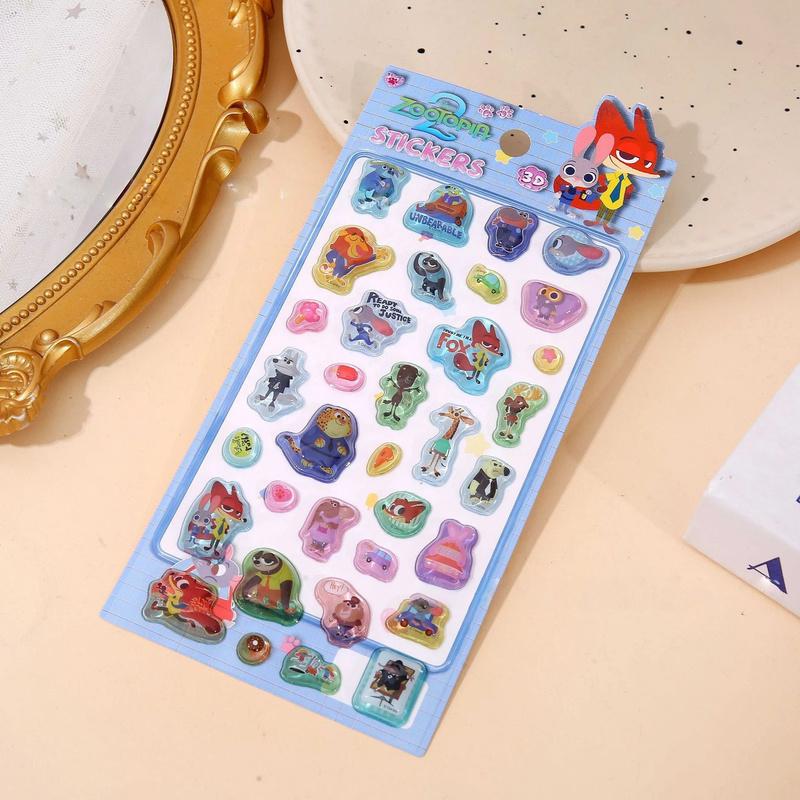 Zootopia 2 Judith Nick 3D Crystal Relief Stickers Cartoon Pop Scrapbooking Diy Journaling Stationery Diary Phone Decor Toys Gift