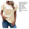 Women Satin Tops Casual Loose Short Sleeve Crew Neck Blouse Summer Silky Shirts Work Business Outfits