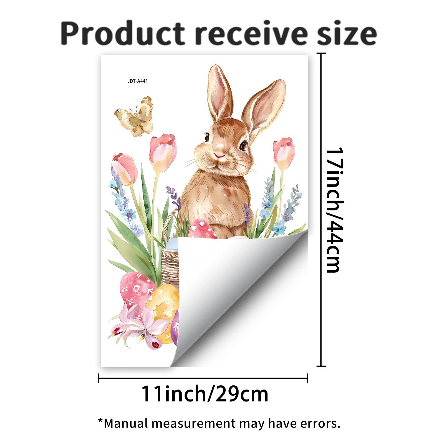 

Easter Tulips, Eggs, Butterfly and Bunny Static Cling Window Stickers No Glue Removable for Bedroom Living Room Study Holiday Decor 29x44cm різнокольоровий