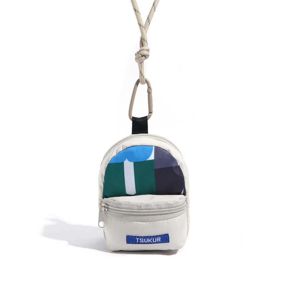 Neck Hanging Coin Purse New Polyester Earphone Storage Bag Mini Wallet Anti-theft Contrasting Color Small Key Bag