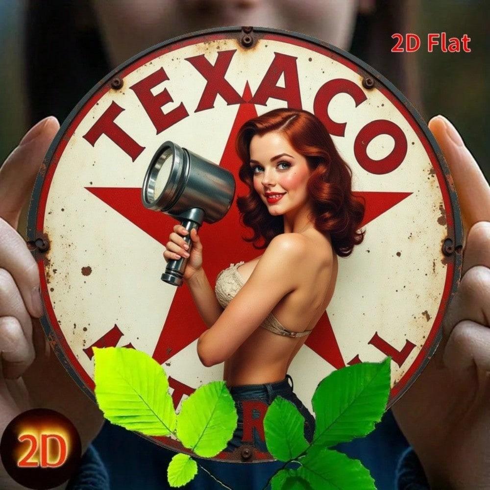 Vintage Texaco Gasoline Tin Metal Sign Retro Americana Garage Wall Decor 20x20 разноцветный
