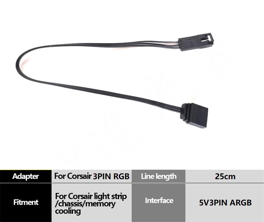 

Corsair adapter cable 3PRGB to 5V three-pin
