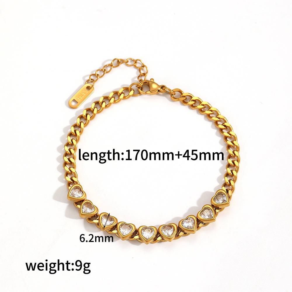 

Light Luxury Heartshaped Stainless Steel Bracelet With Zirconia For Womens Fashion Accessory білий