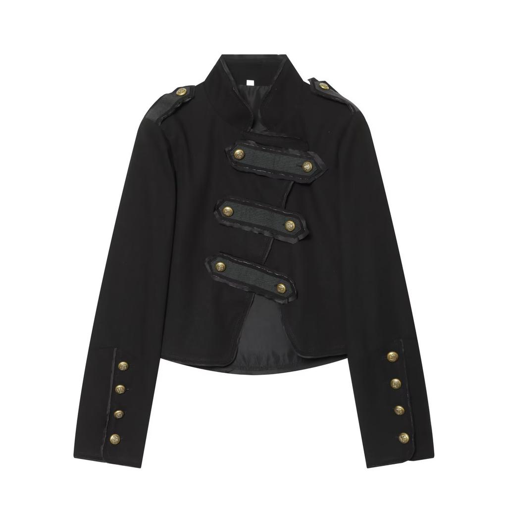 2026 Summer New European and American Cross-border Women's Fashion Street Fashion Knot Buckle Stand Collar Jacket W016 21268