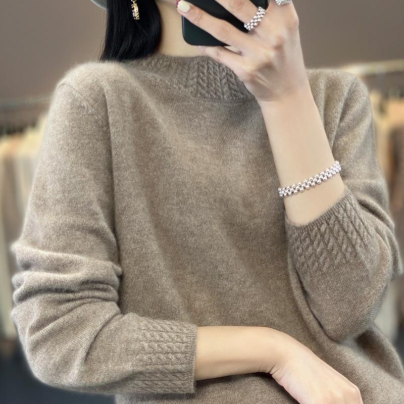 Suéter de cachemira para mujer Qinghe cachemira 30% cachemira 70% lana jersey de otoño e invierno cálido y a la moda