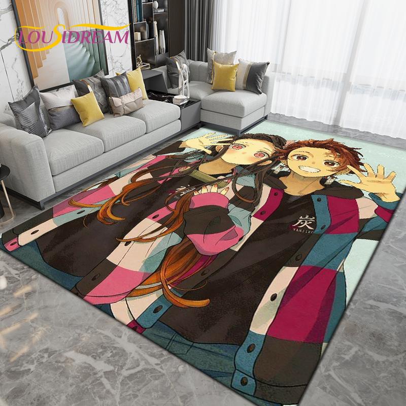 Cartoon Demon Slayer Area Rug Large,Carpet Rug for Living Room Children's Room Decoration,Kids Play Crawl Non-Slip Floor Mat