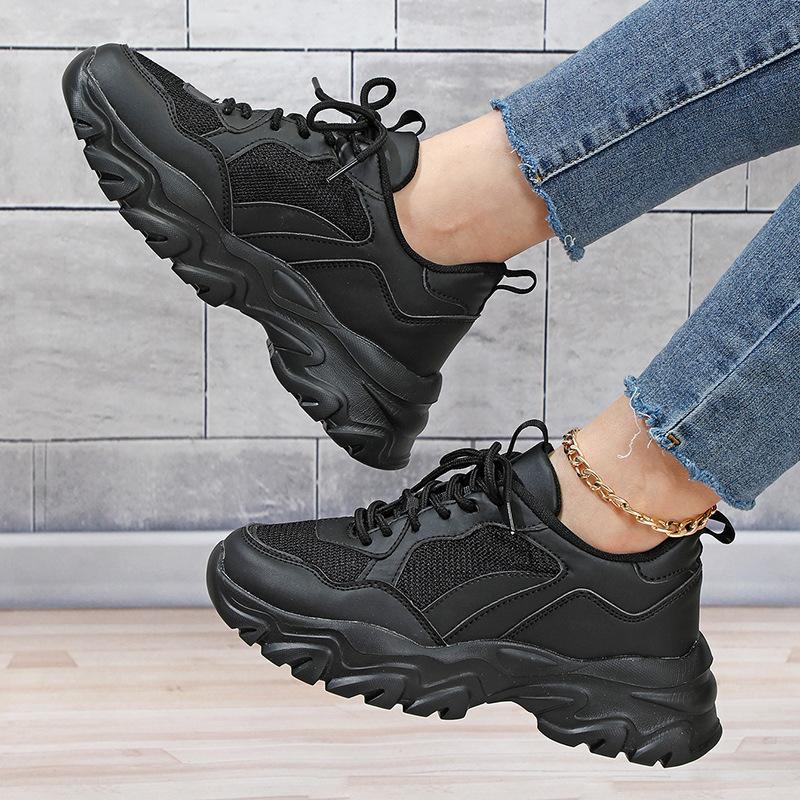 

Platform dad shoes breathable comfortable sneakers black casual shoes outdoor trendy shoes 44 чорний
