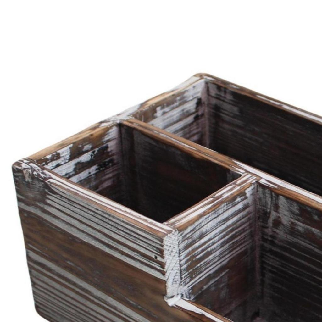 Desk Organizer Wood Pen Holder Portable Compartments Desktop Storage Remote Control for