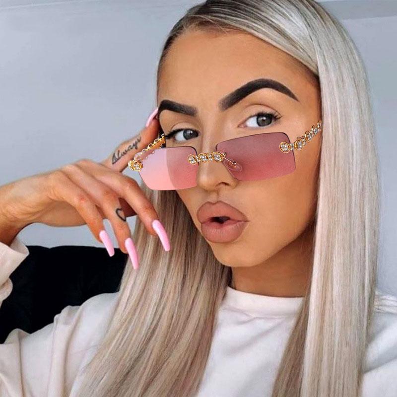 Lbashades Luxury Rhinestone Sun Glasses Custom Brand Women Sunglasses 2021 Small Square Crystal Retro UV400 LBA Shades