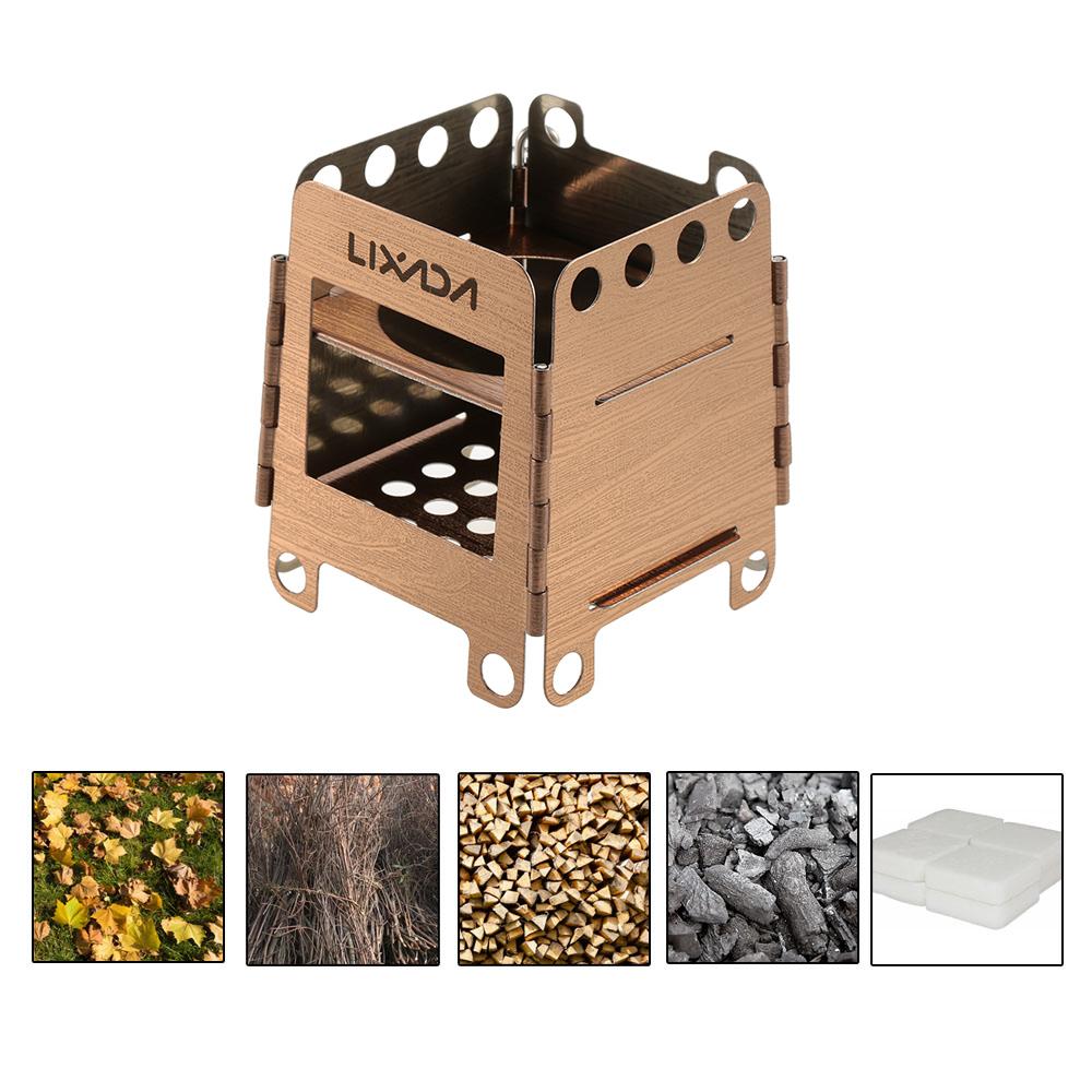 Portable Stainless Steel Lightweight Folding Wood Stove Stove Outdoor Camping Cooking Picnic Backpacking Stove