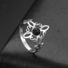 Dreamtimes Witches Knot with Black Ziron Ring Celtic Trinity Knot Stainless Steel Jewelry Gifts for Women