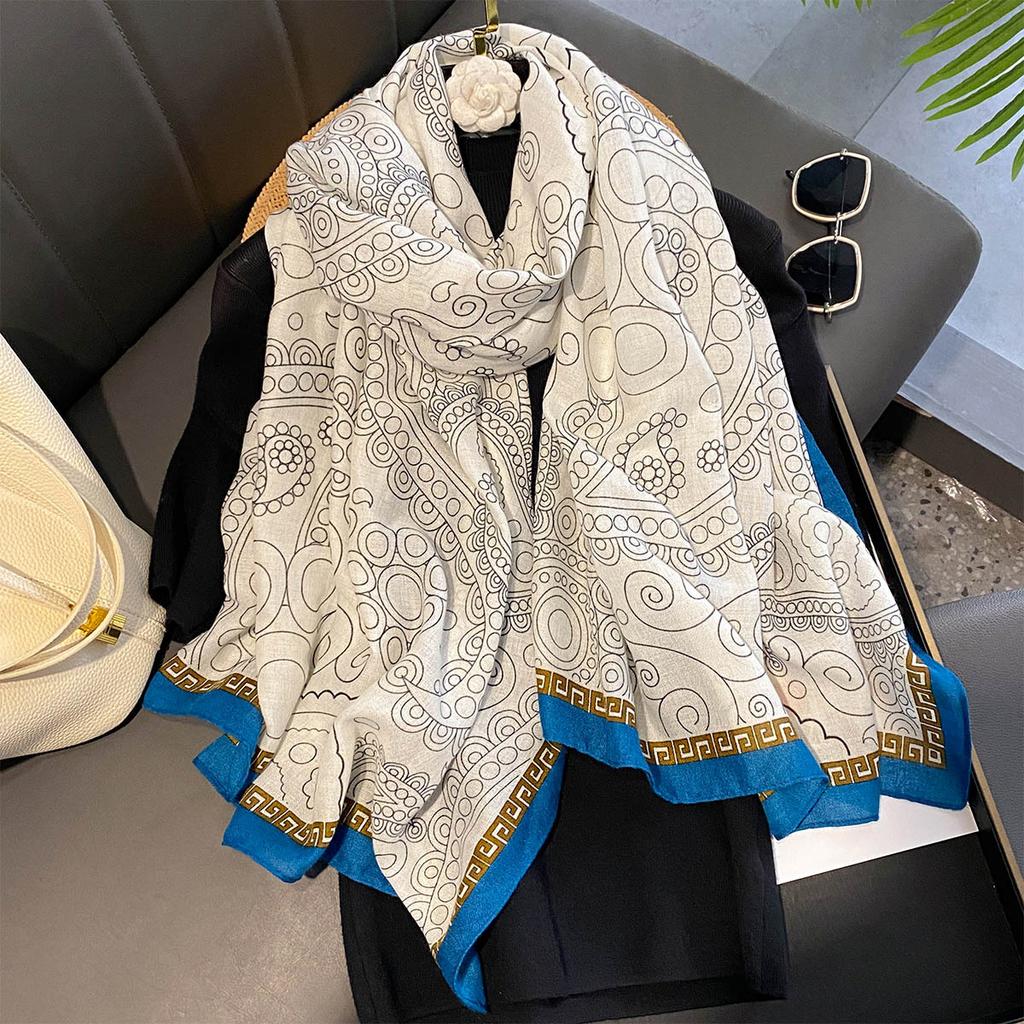 88*182cm Cotton Linen Feeling Women Large Long Scarf Shawl Sunscreen Shawls Wraps Lightweight Pattern, Scarves and Wraps for all seasons