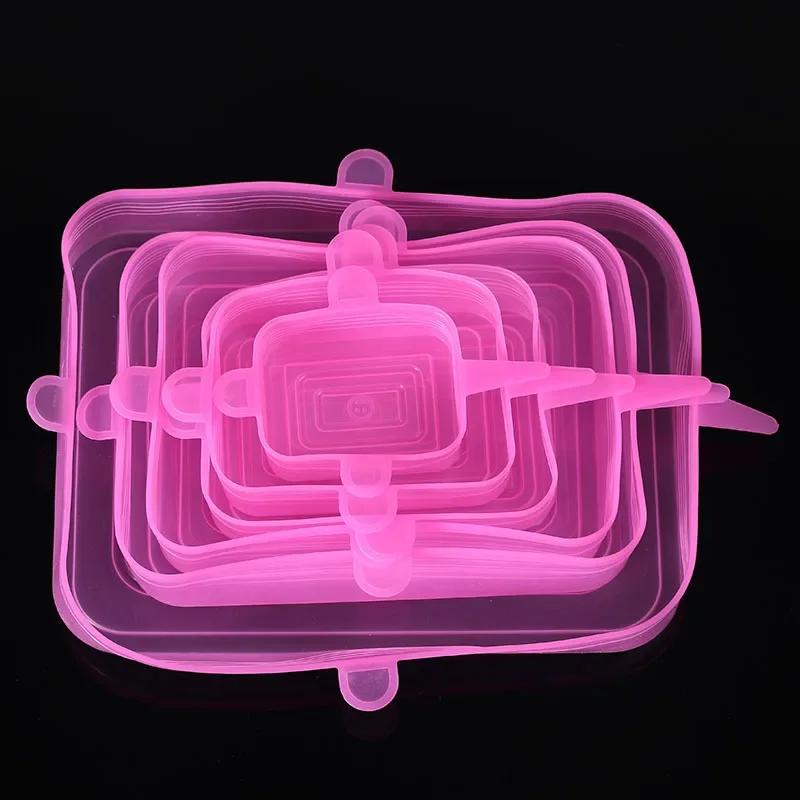 Sechsteiliges Set Stretch Frischhalteabdeckung Schüsselabdeckung für Kühlschrank und Mikrowelle Versiegelte Frischhaltefolie