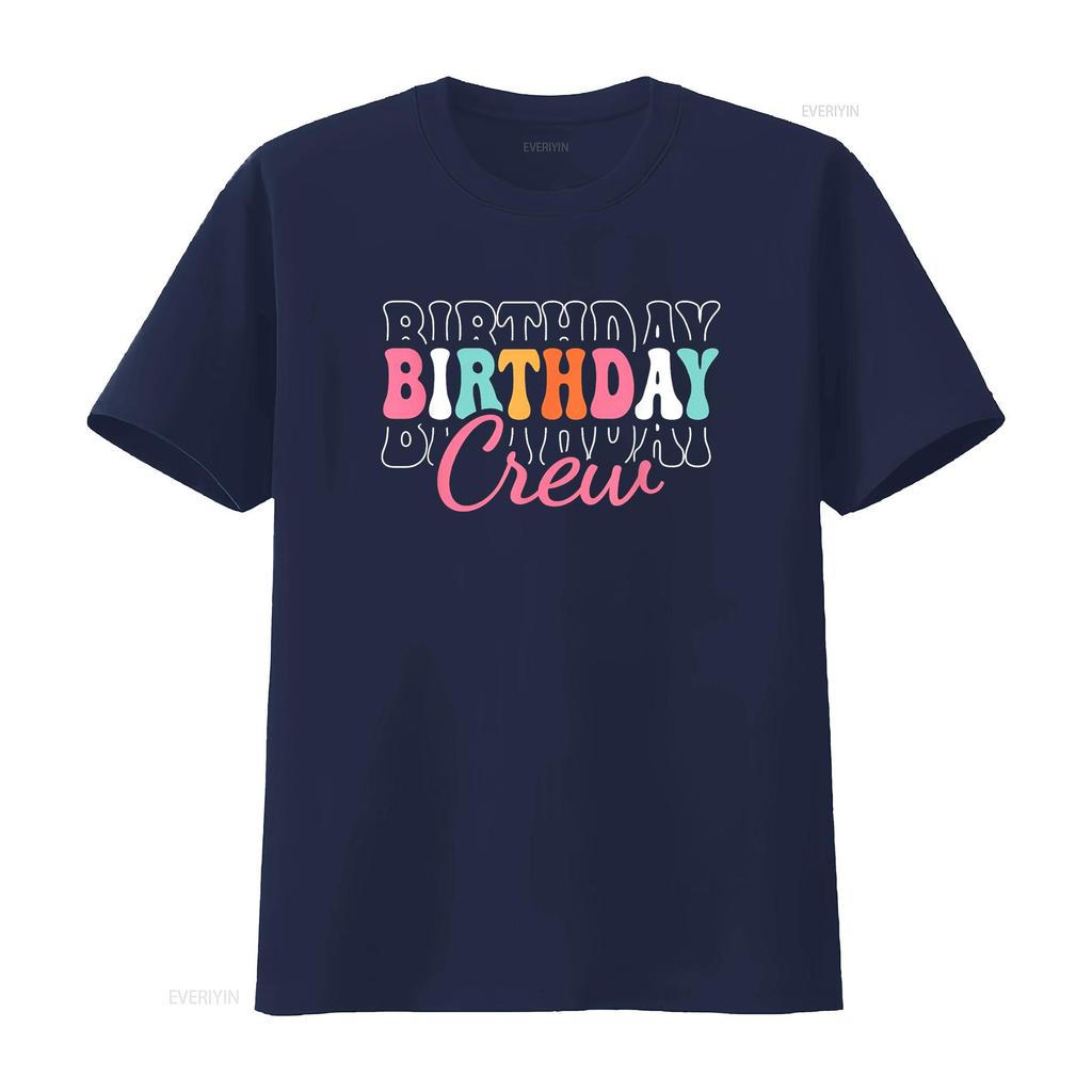 Birthday Crew Bday Groovy T Shirt vintage Washed streetwear Stylish Stretched homme designer clothes Casual Comfortable