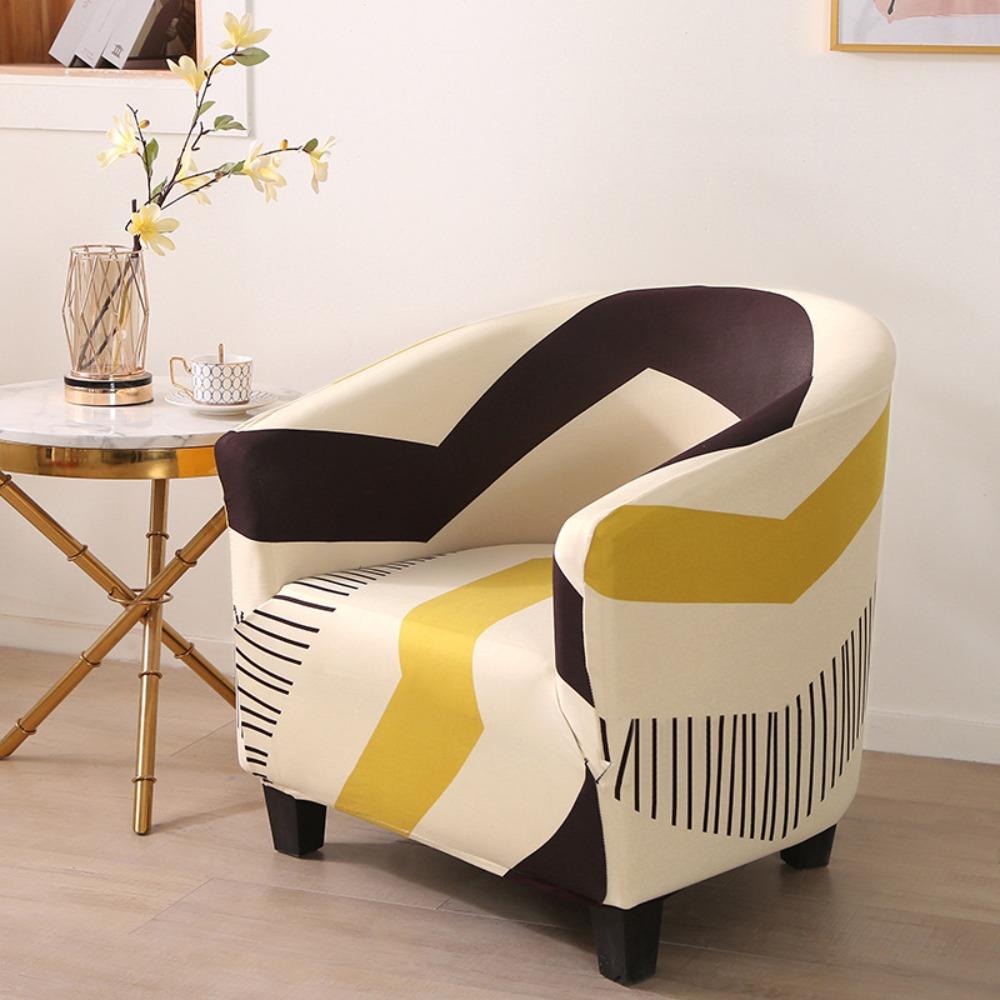 Stretch Printed Semi Circle Sofa Cover Full Wrap Cafe Chair Cover Internet Cafe Hotel Sofa Protector