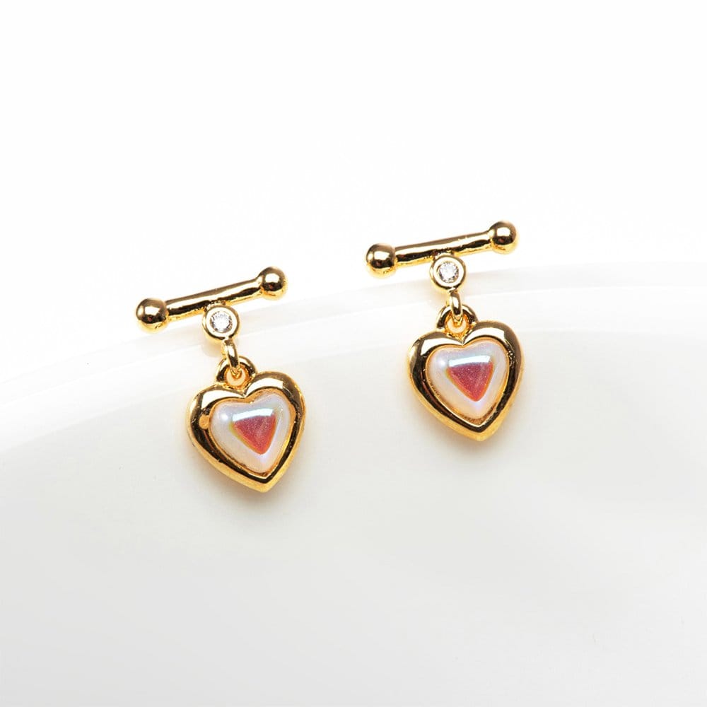 Heart Bar Moonstone Silver Earrings