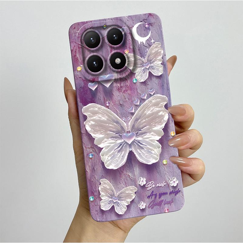 New For Xiaomi 15T Pro 15TPro Xiaomi15TPro Phone Case Aesthetic Pretty Butterfly Flowers Soft Silicone Shockproof Back Cover