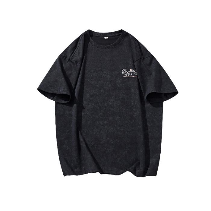 

Новая Тяжелая Футболка с Принтом с Коротким Рукавом Мужская Летняя Уличная Горная Свободная Большого Размера Повседневный Топ 4XL чёрный