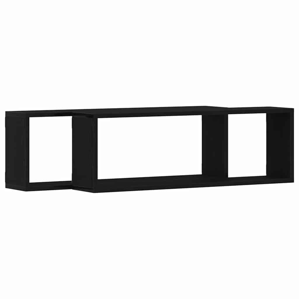 Wall Mounted Shelves with Shelf 2 pcs Black Oak Effect 80 x 15 x 26 cm