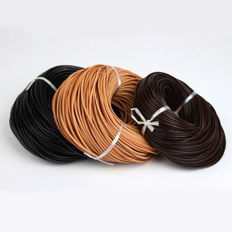 100% Genuine Leather Round Thong Cord Leather Cord String Rope Dia 1/1.5/2/3/4/5/6/8mm DIY Necklace Bracelet DIY Jewelry Making