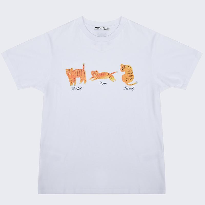 

Классическая модная свободная футболка Onitsuka Tiger с короткими рукавами и принтом, топы унисекс, белые 2183A618-101