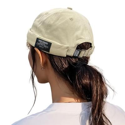 [Croogo] Brimless Fisherman Cap Men's Roll Cap Washed Cotton Cap Sag Cap Round Cotton Cap Small Face Effect Watch Cap Spring Summer Plain Sailor Cap
