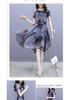 2026 Summer Women's Short Sleeve Chiffon Swallowtail Dress with Korean Print