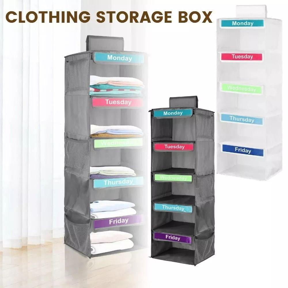 

with Label Clothes Organizer Bag Weekly Tag Clothing Storage Rack New Hanging Storage Bag Home білий